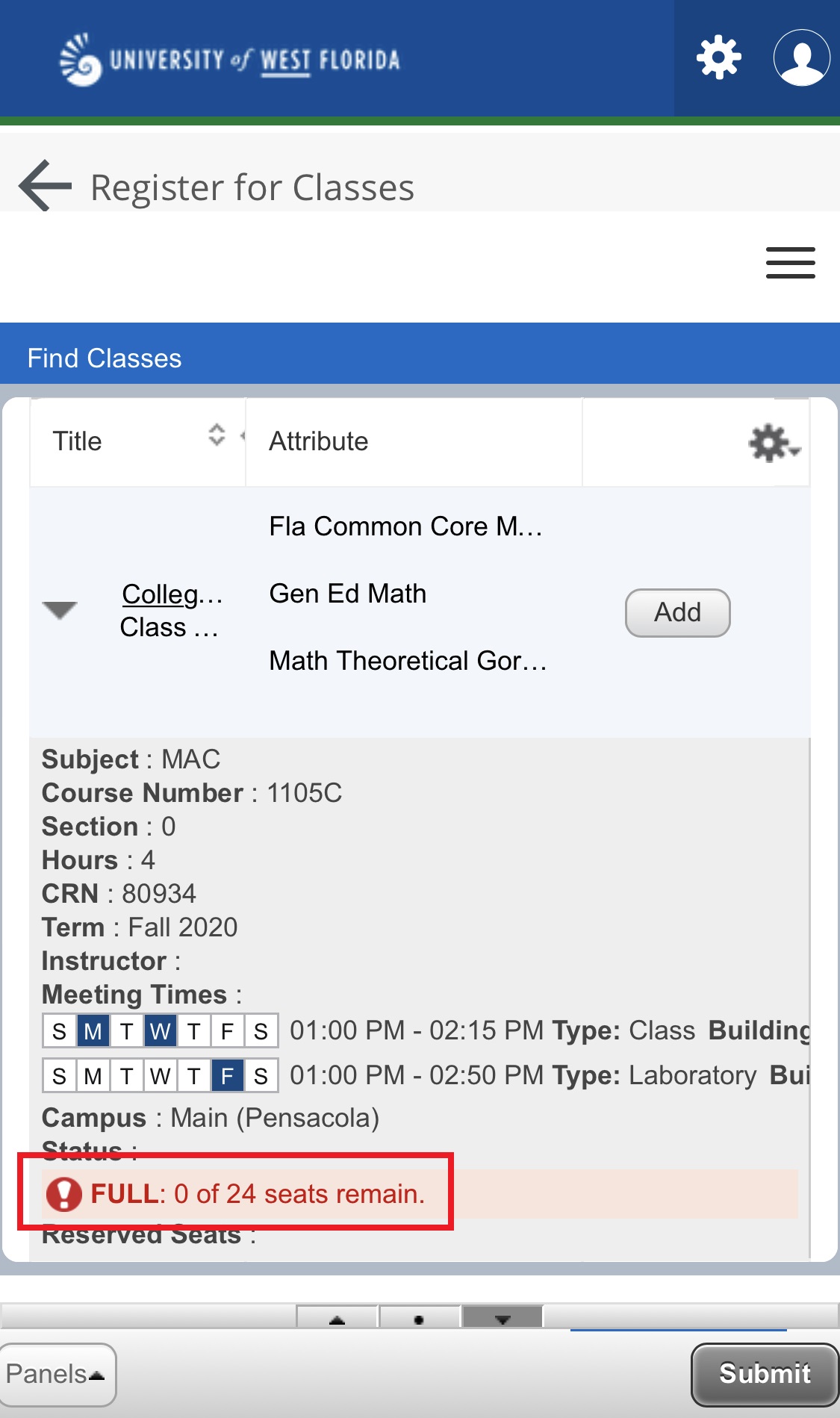 warning for full course