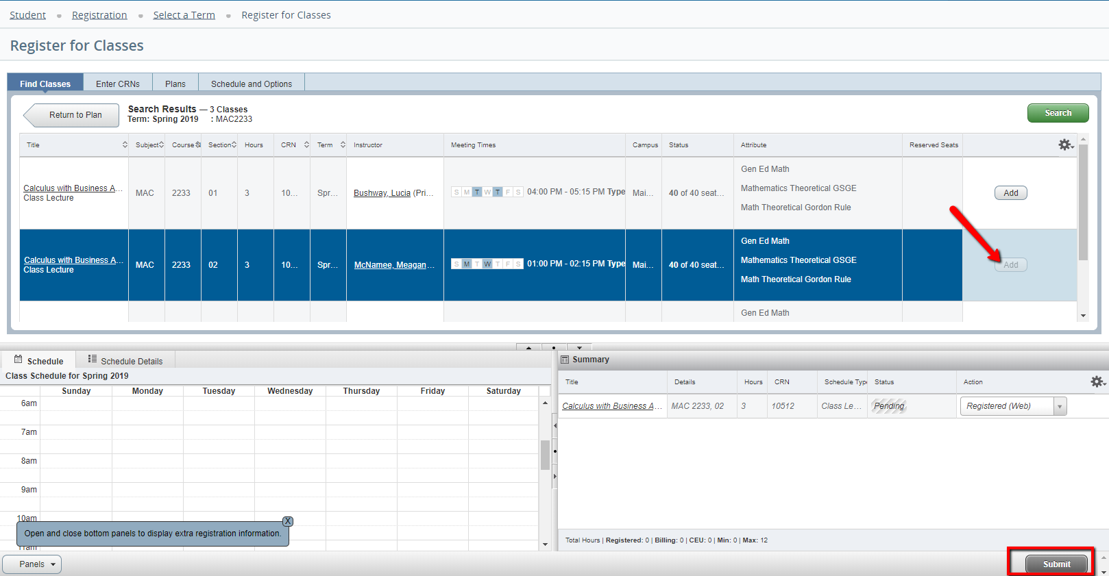UWF Public Knowledge Base > Registering for Courses > image2019-2-20_10-43-21.png Add button