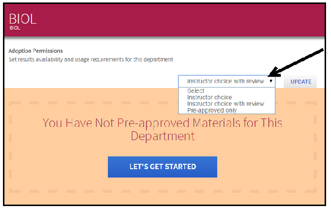 setting the adoption permissions for a department