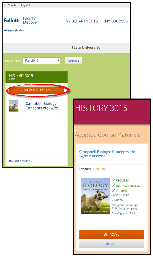 approving or rejecting a course