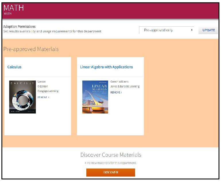 department management screen