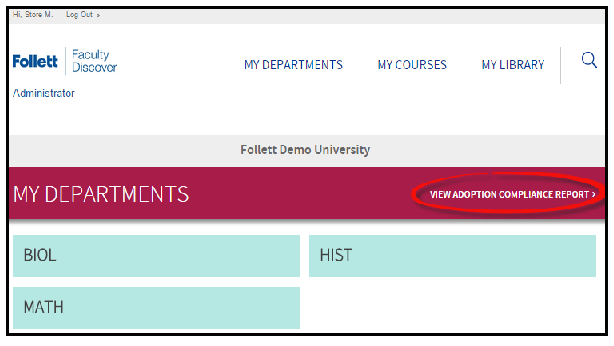 option to View Adoption Compliance Report