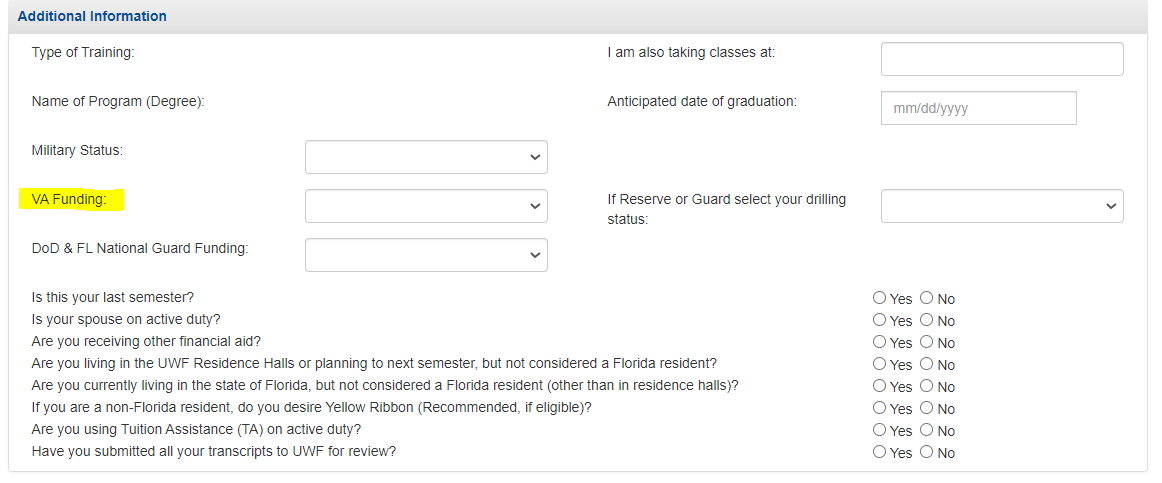 VA Benefit Type Selection