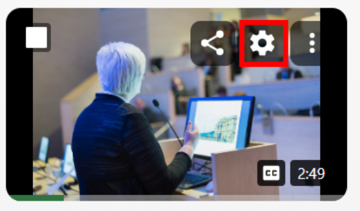 Settings Icon when hovering the top-right corner of the video