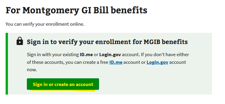 Screenshot of sign in page to verify enrollment. 