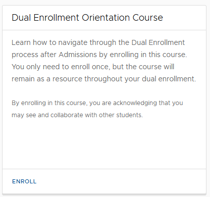 Dual Enrollment Course Orientation Self-Enroll