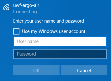 fields for username and password