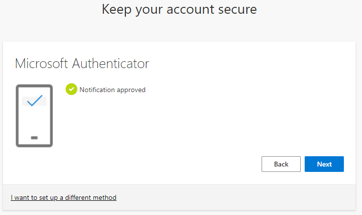 Microsoft Authenticator Setup Confirmation