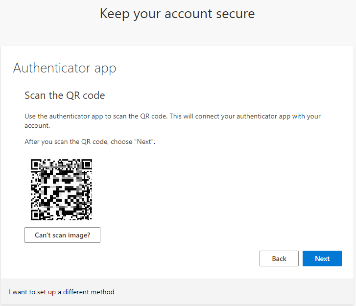 Microsoft Authenticator QR Codfe 