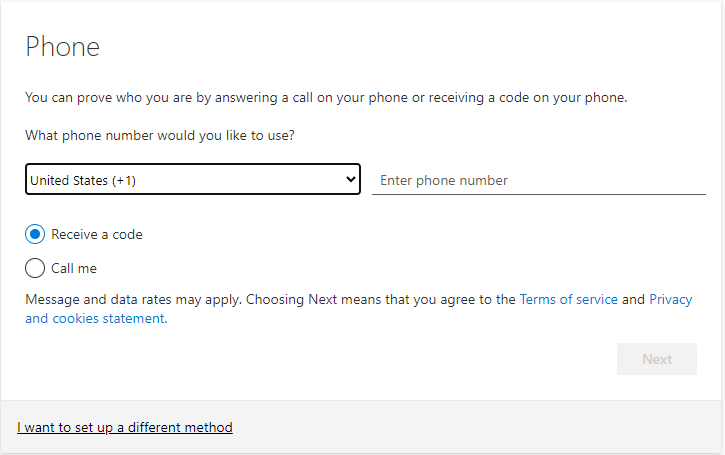 Phone Number Setup