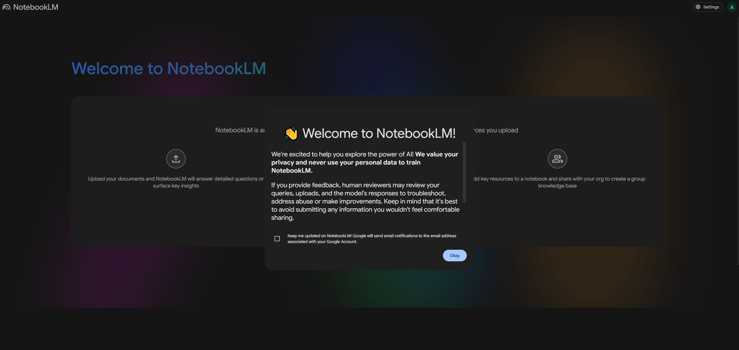 NotebookLM Login Page