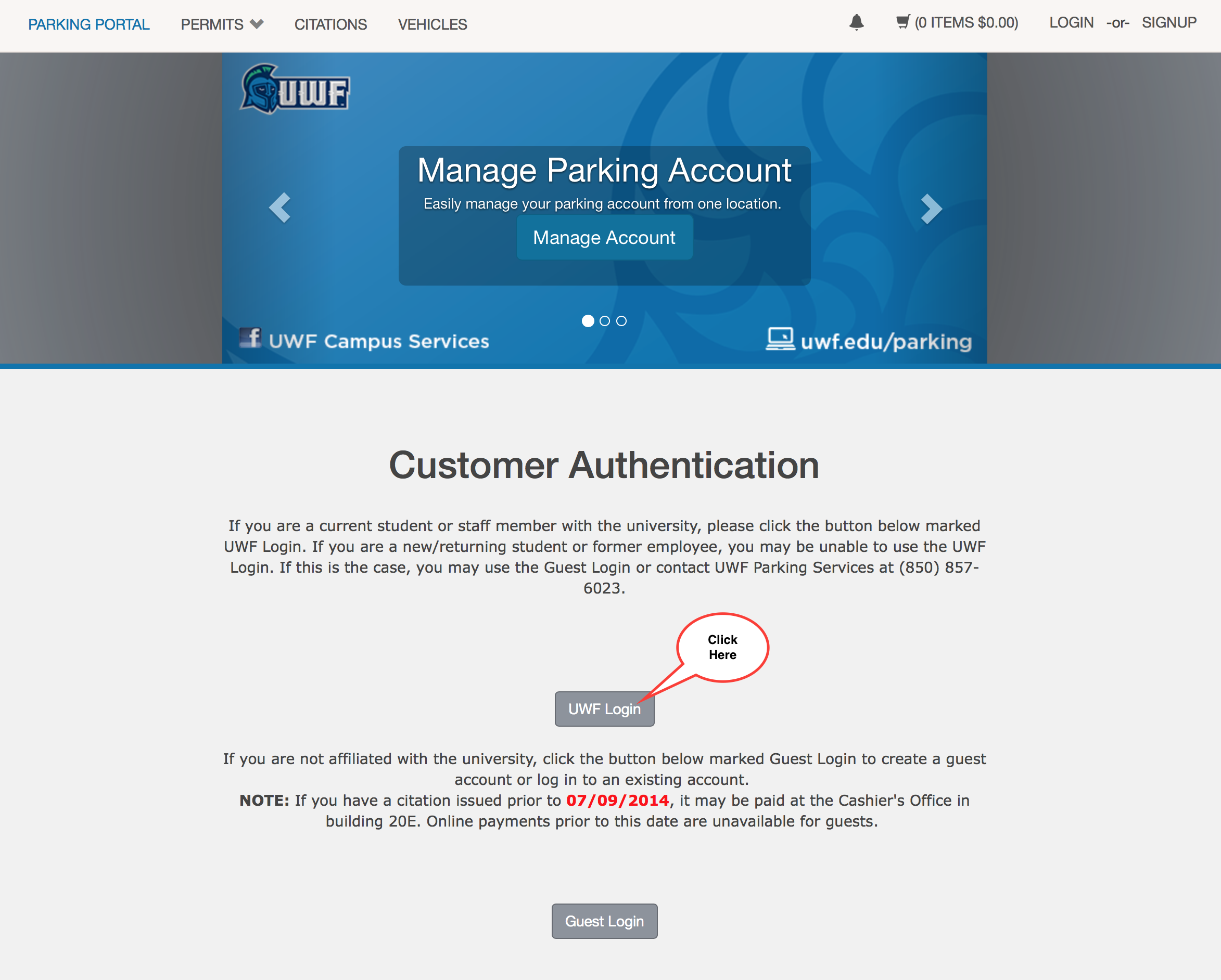 UWF Login button