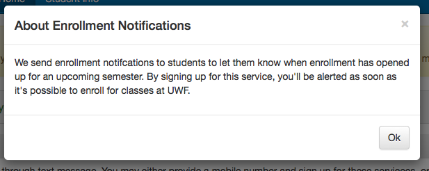 image of About Enrollment Notifications tab in the Contact and Privacy Information app