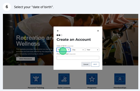 select your date of birth