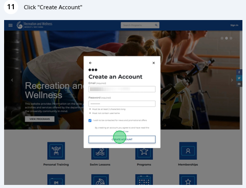 click create account at bottom of box