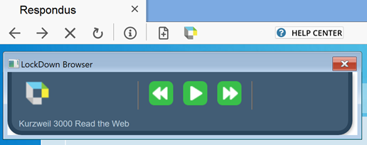 Screen shot of Kurzweil ReadTheWeb extension open in Lockdown Browser.