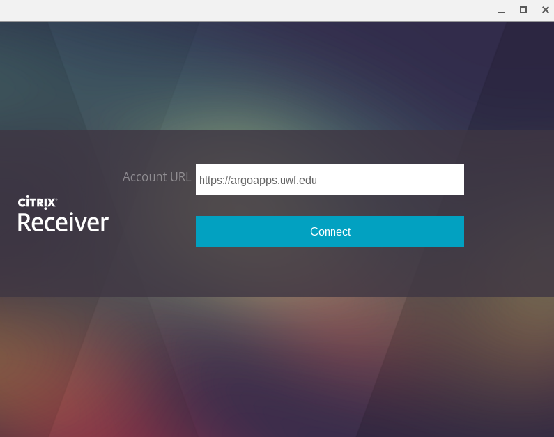 screenshot of where end users enter an account URL in Citrix Receiver