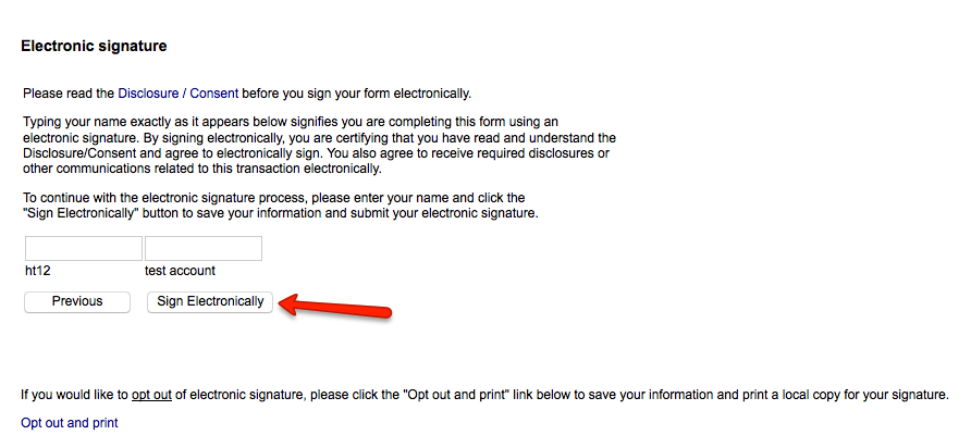button for signing form electronically