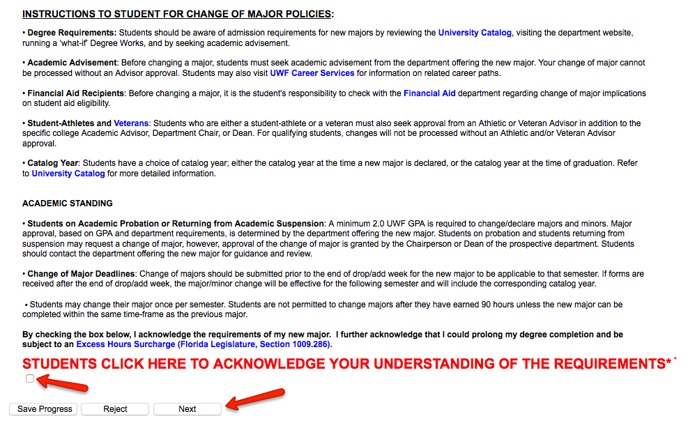'Students click here' checkbox and 'Next' button