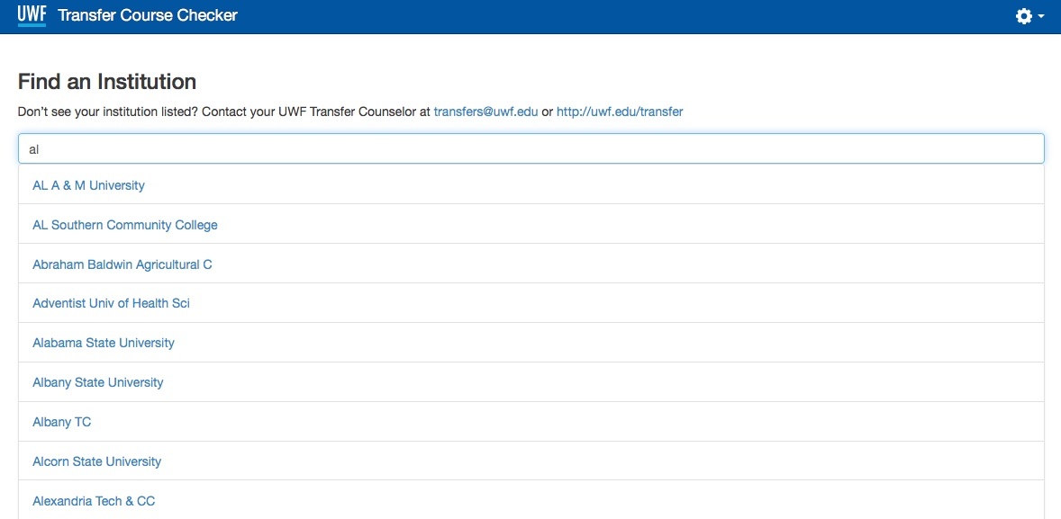 list of returned institutions