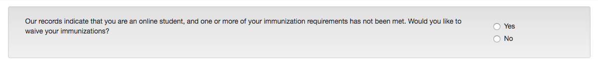 question, waving immunization requirements