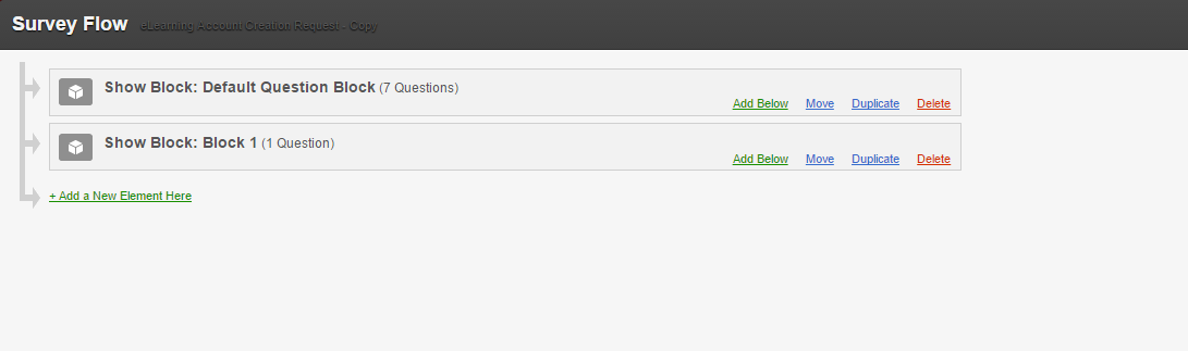link for adding new survey element