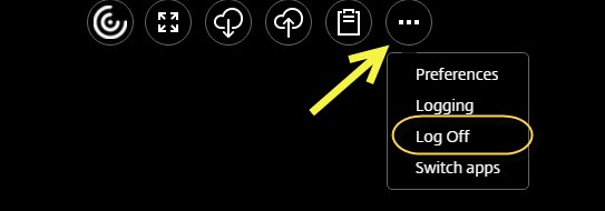 ellipses icon, Log off option