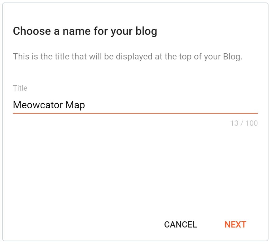 Entering a blog title