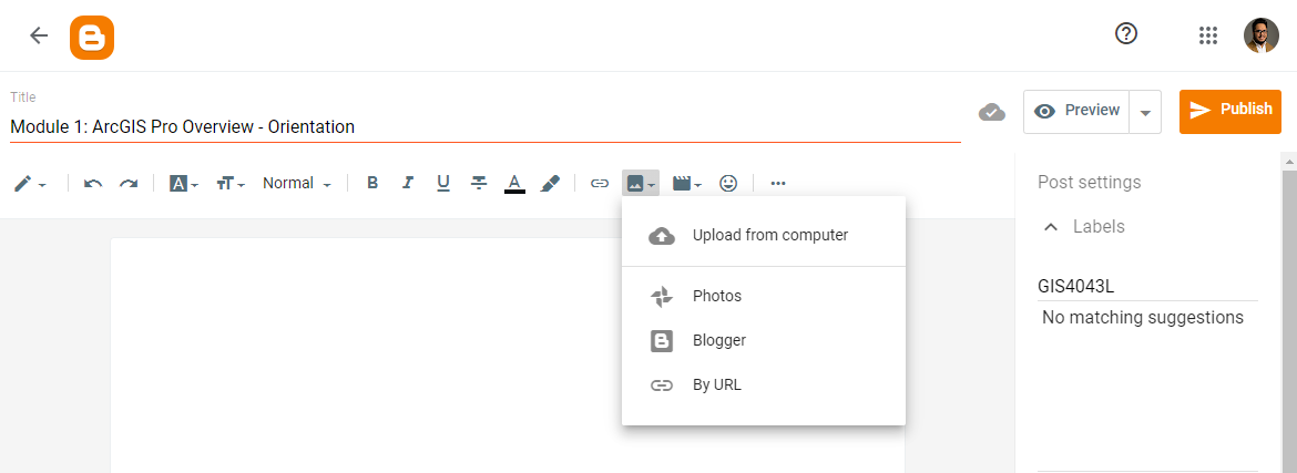 New blog post options including adding image and label