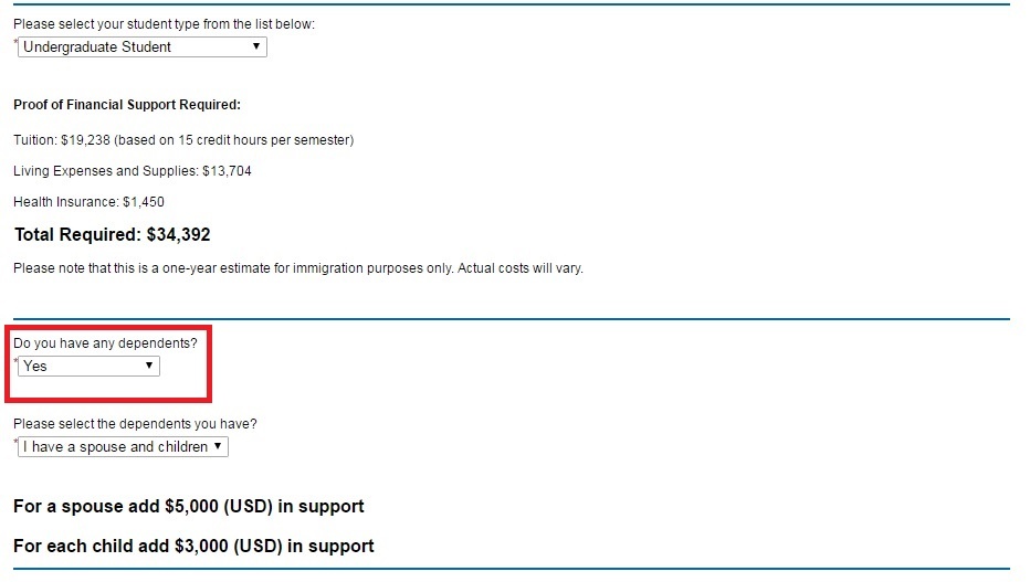 dependents drop down menu