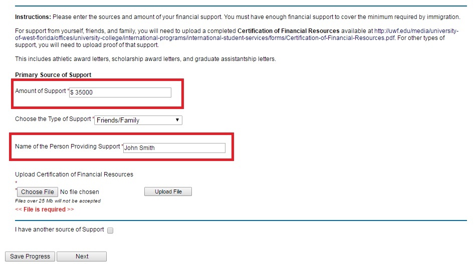 primary support fields