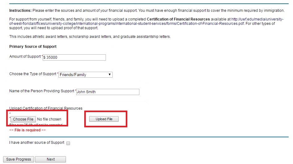 uploading the form