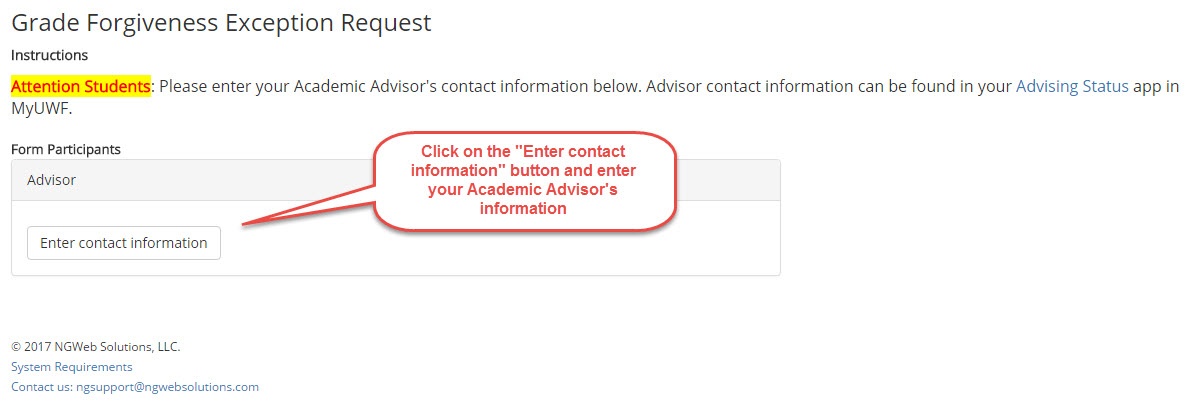 image of dynamic form - enter advisor contact info