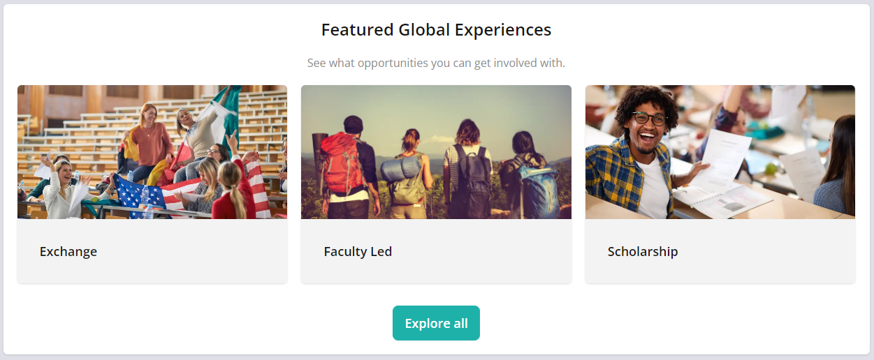Visual of program options in global hub