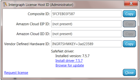 Intergraph License Administration Host ID