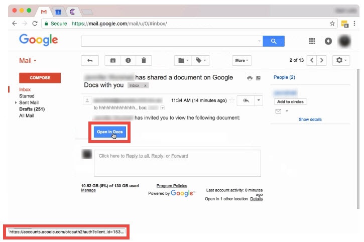 UWF Public Knowledge Base > Phishing Scams and other Malicious Emails > 2017-08-28_15-12-06.jpg hovering over a button to see its real url