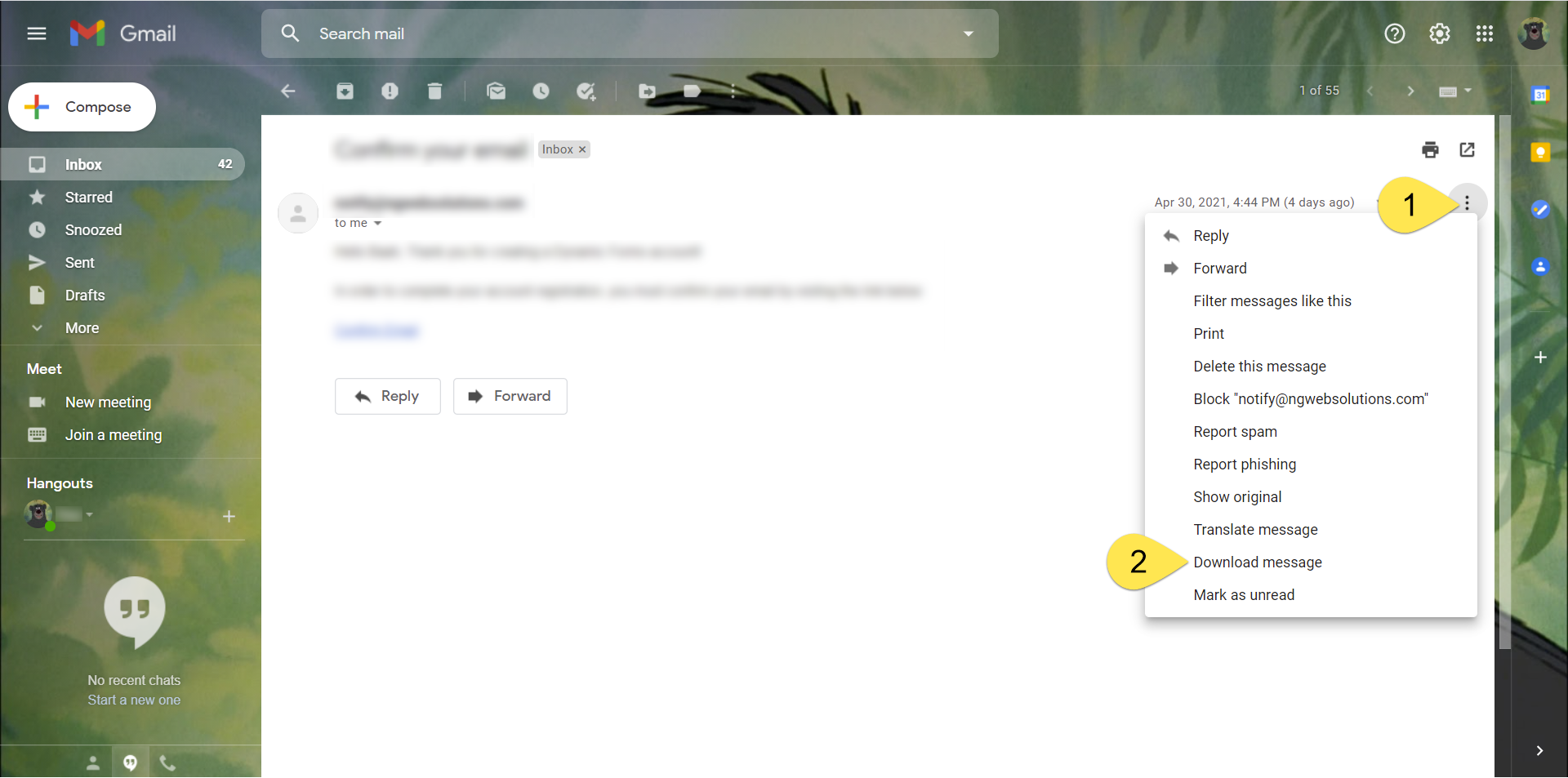 Download message option