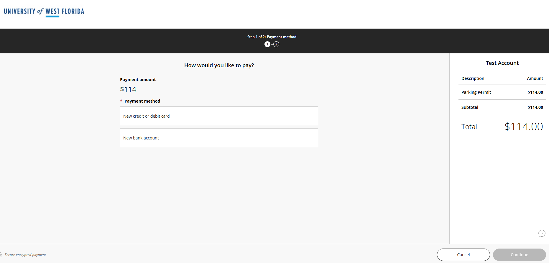 Payment Method, input payment details