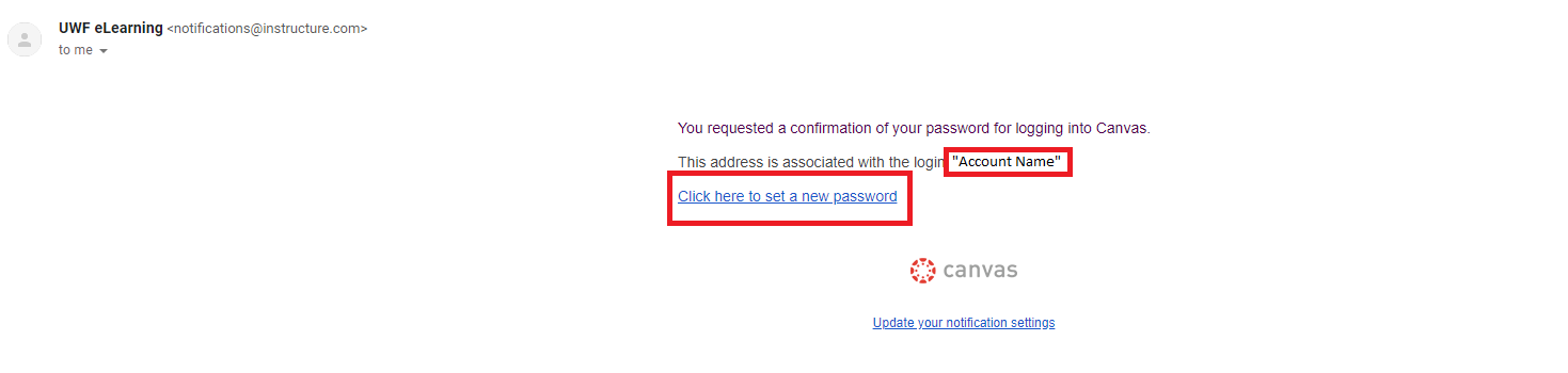 link to change password