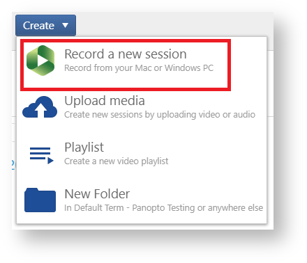 Record a new session option