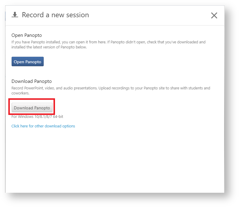 Download Panopto button