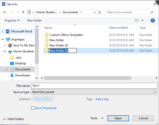 UWF Public Knowledge Base > ArgoApps Help: 'New Folder' bug > Screen Shot 2018-08-22 at 8.55.55 AM.png