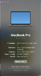 UWF Public Knowledge Base > Locating your computer name > More info.png 'About This Mac' window with the 'More Info' button at the bottom