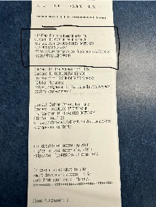 Receipt of bookstore with access code provided