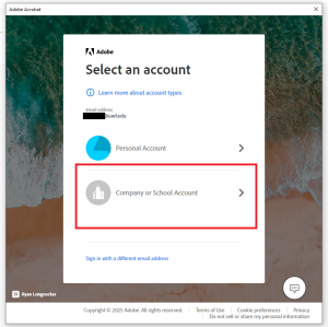 Select Company or School Account