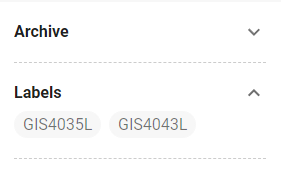 Labels in section on a blog page